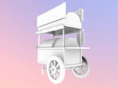 Wooden street food cart model  with textures and UVs  3D model