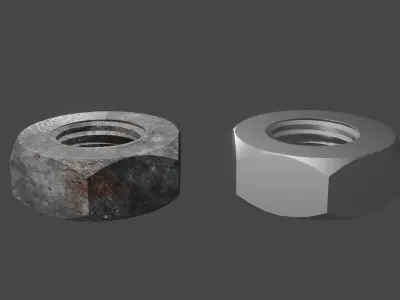 A Rusted and Clean Nuts Hardware 3D 3D model