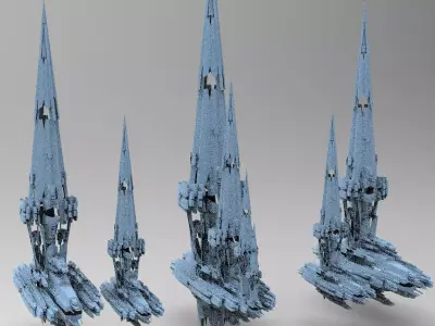 Sci fi Alien Cliff bridge Shards  3D model