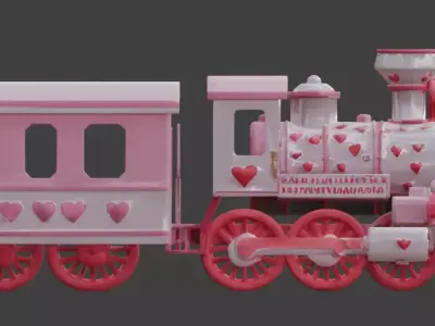 Stylized 3D Valentine  Train Model Low-poly 3D model