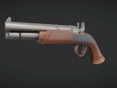 antique flintlock pistol 3D model
