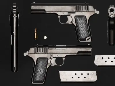 TT 33 Tokarev pistol Low-poly 3D model