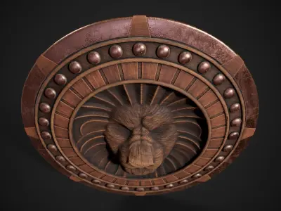 Lion Head Shield Low-poly 3D model
