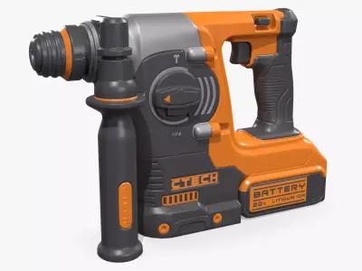 Rotary Hammer Drill Low-poly 3D model
