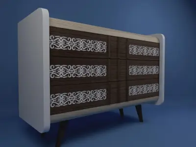 Cabinet with Embose Motife Free 3D model