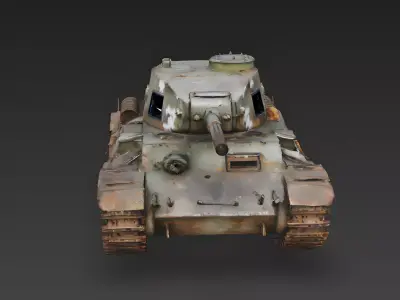 Realistic Destroyed Vintage Medium Tank 3D Model Low-poly 3D model