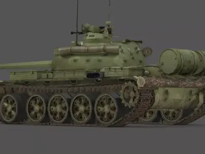  T 55A Obr 1974 Battle Tank 3D Model Soviet Army Cold War  Low-poly 3D model