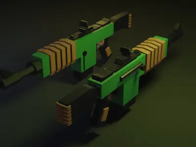 3d Game Ready Low-Poly Weapons two Low-poly 3D model