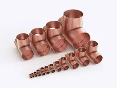 Copper pipe tee 3D model
