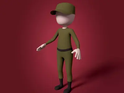 Cartoon Soldier - Stickman Low-poly 3D model