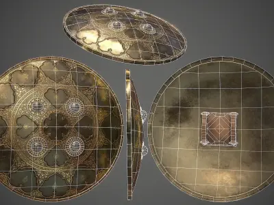 Indian style Dhal Shield - Low Poly Low-poly 3D model