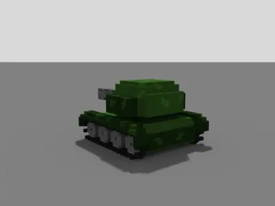 3D voxel tank Low-poly 3D model