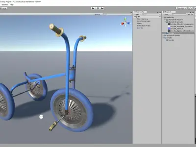 Broken Soviet children bicycle Low-poly 3D model