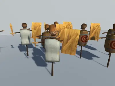 Low Poly Training camp gameready assets Low-poly 3D model
