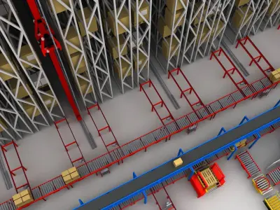 Warehouse with boxes Low-poly 3D model