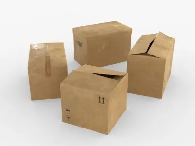 Cardoard boxes Low-poly 3D model