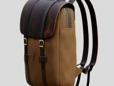 Canvas Backpack Low-poly 3D model