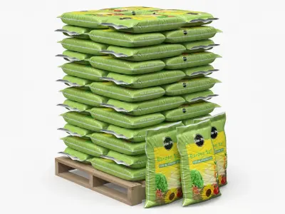 Garden Soil in Bags on Pallet 3D model