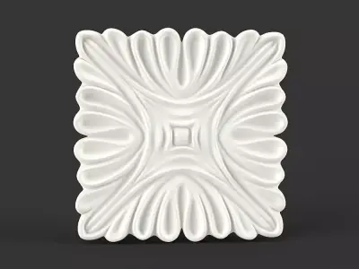 Carved Square Floral Rosette for Classic Furniture 3D model