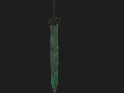 Gaming sword and katan 3d model Low-poly 3D model