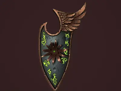 Rune shield Low-poly 3D model
