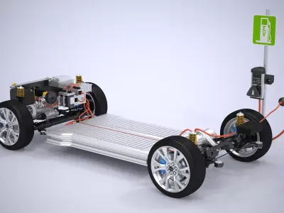 Electric AWD Vehicle Chassis and ChargePoint 3D model