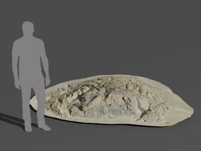  Large Deeply Cracked Beach Rock Model 