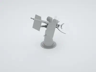 20mm Oerlikon Twin Anti Air Machine Gun Mk24 Mount 3D model