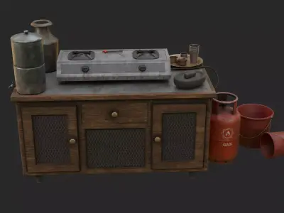 PBR Traditional Asian Kitchen Props Pack Realistic 3D Assets  Low-poly 3D model