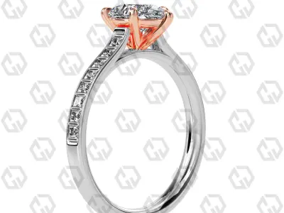 Ring 77 Pear Shape and princess on shanks with Gems 3D print model