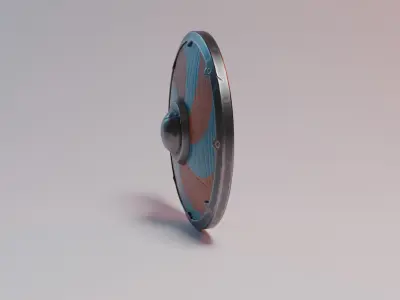 Stylized round shield Low-poly 3D model