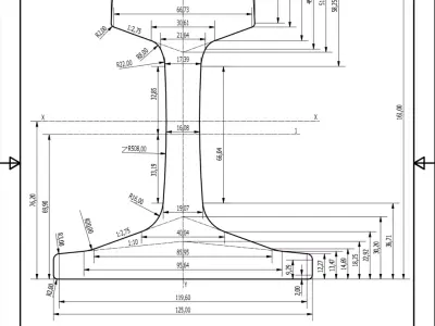 British Standard-EN13674 54E2 rail 3D model