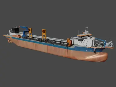 Trailing suction hopper dredger 3d model Low-poly 3D model