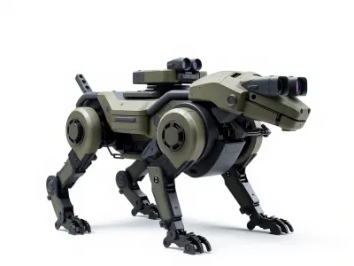 Military Robot Dog Armored Reconnaissance model pack Low-poly 3D model