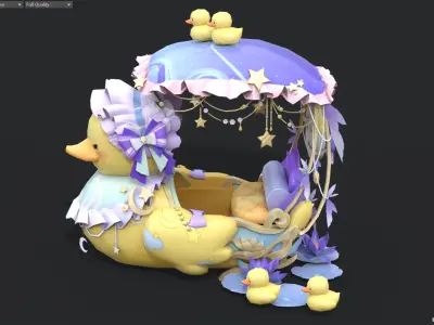 Duck kayak Low-poly 3D model