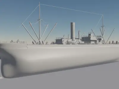 1900s Cargo Ship Free 3D model
