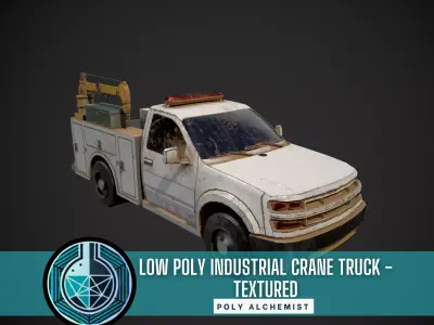 Low Poly Industrial Crane Truck - Textured  Low-poly 3D model