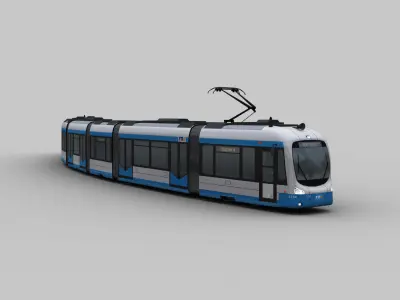 Low Poly Tram 9 Low-poly 3D model