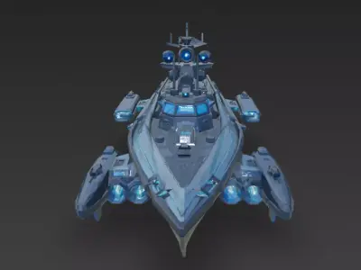 Sci-Fi Futuristic Naval Battleship PBR 3D Model 3D model