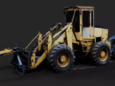 excavator machinery construction site PBR photogrammetry Low-poly 3D model
