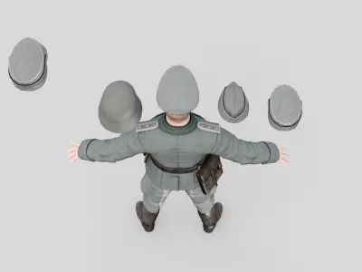 German soldiers officer Low-poly 3D model