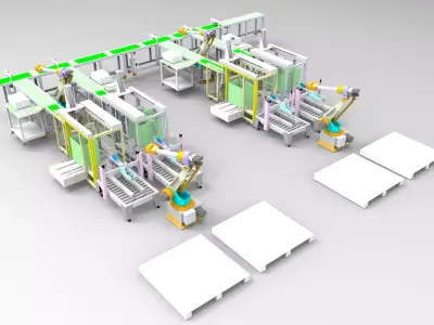 Automatic packaging line-packing  stacking equipment 3D model