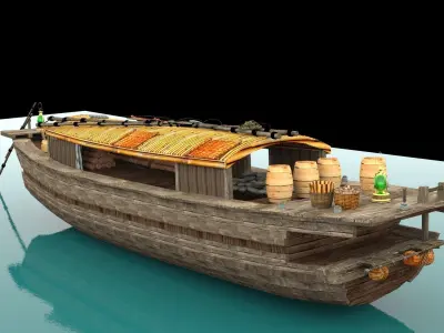 Chinese junk fishing  boat   3D model by aceimagedesign-1