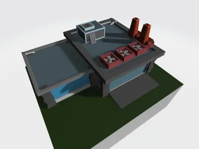 Low poly war or multipurpose factory  Free low-poly 3D model