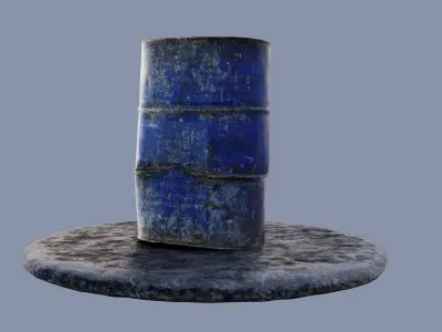 Blue Weathered Drum Platform - Game Ready 3D Asset 3D model