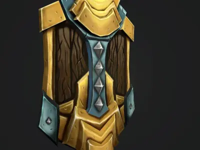 Stylized Handpainted Sword and Shield  Low-poly 3D model