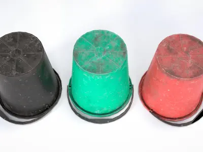 10L Plastic Bucket Low-poly 3D model