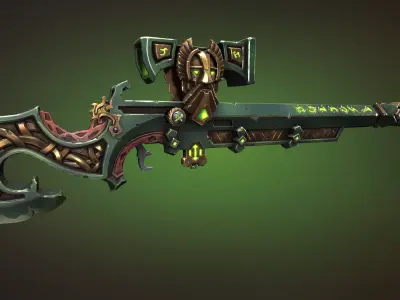 Dwarf sniper rifle Low-poly 3D model