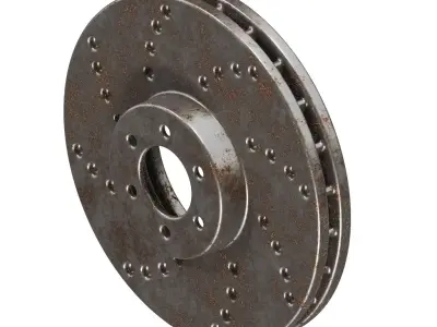 Rusty Car Disc Brake 3D model