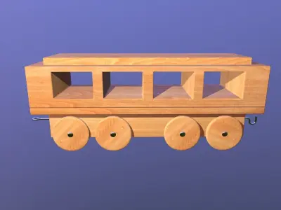 Wooden Toy Train - Passenger Wagon Low-poly 3D model